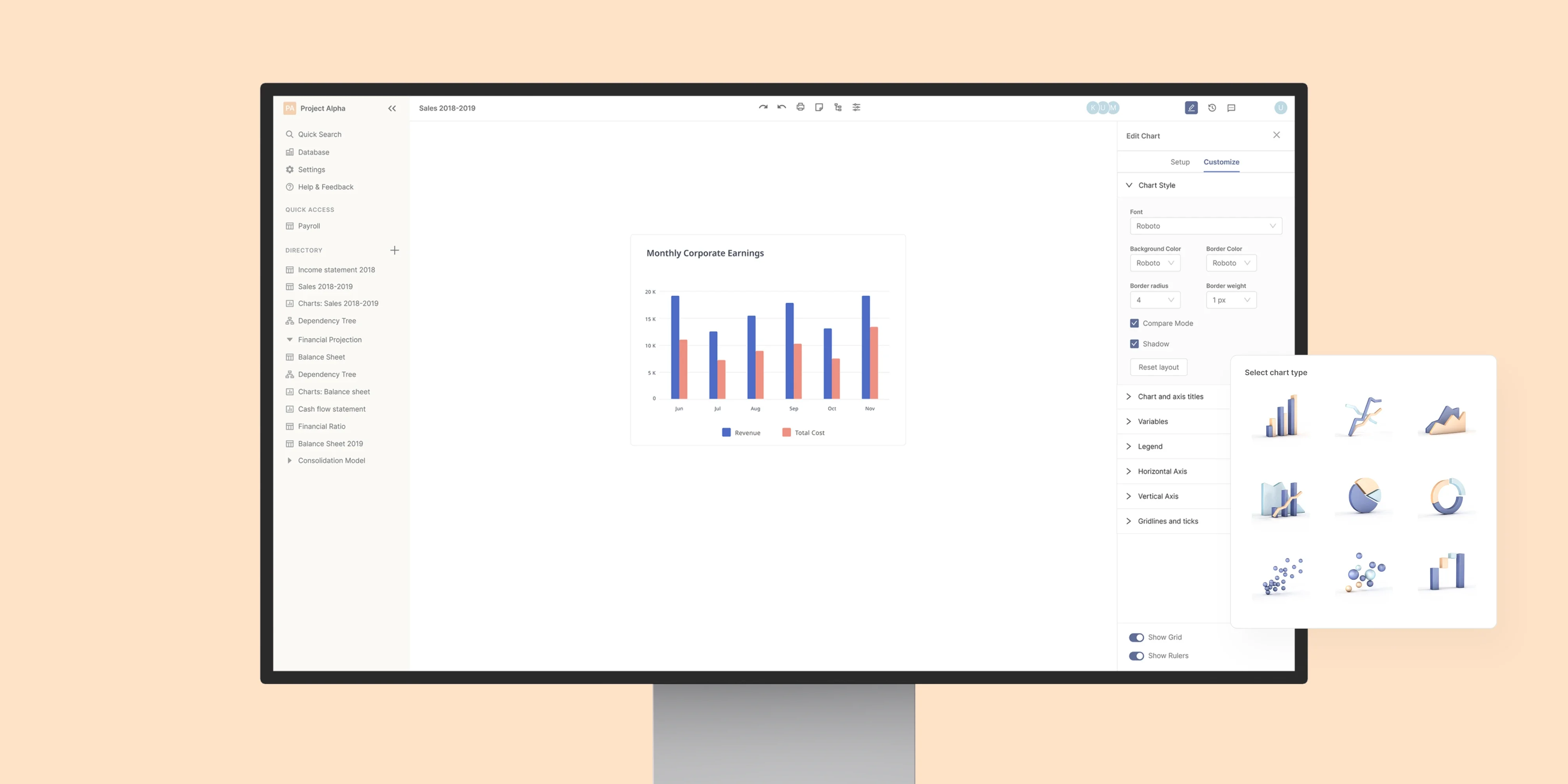 Build charts directly inside your model customise style layout and format without breaking flow