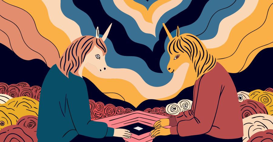 Illustration of unicorns on a wide field of roses and rabbits, representing the rarity of getting web design and SEO aligned in 2026